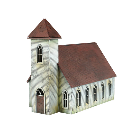 MDF Church with stained glass windows kit